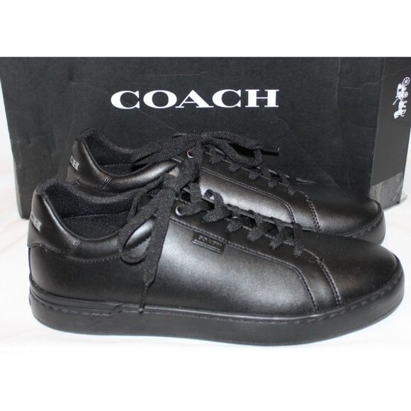 Coach Lowline Lowtop Black Grey Leather Lace Up Casual Sneakers Men's 10 D NIB - Picture 1 of 7
